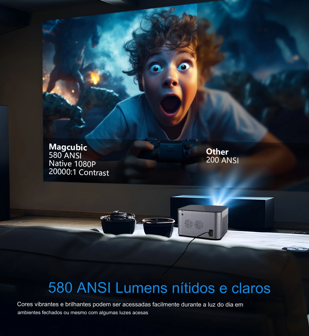 🚛 SMART PROJETOR PORTÁTIL MAGCUBIC HY350 ATUALIZADO (2024) (CATEGORIA ECONÓMICA)