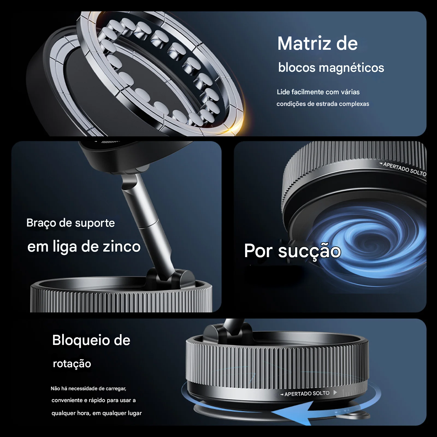 MAGMOUNT 360 GRAUS - SUPORTE MAGNÉTICO AUTOMÓVEL COM ROTAÇÃO TOTAL