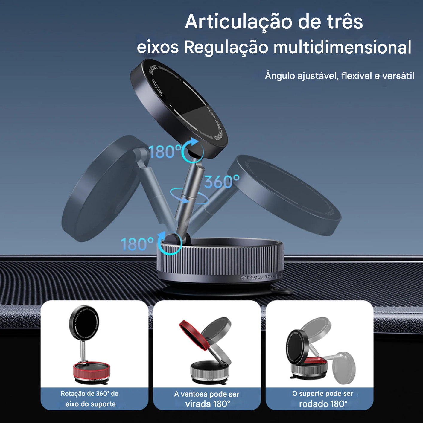 MAGMOUNT 360 GRAUS - SUPORTE MAGNÉTICO AUTOMÓVEL COM ROTAÇÃO TOTAL